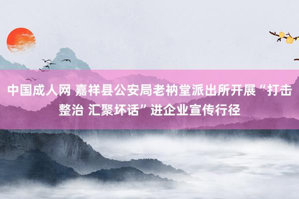 中国成人网 嘉祥县公安局老衲堂派出所开展“打击整治 汇聚坏话”进企业宣传行径