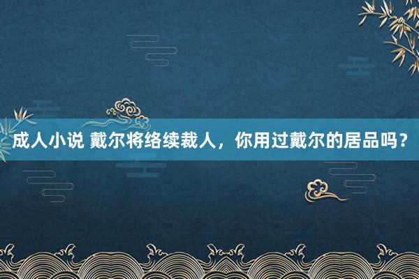 成人小说 戴尔将络续裁人，你用过戴尔的居品吗？