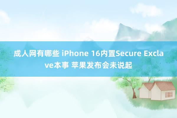 成人网有哪些 iPhone 16内置Secure Exclave本事 苹果发布会未说起