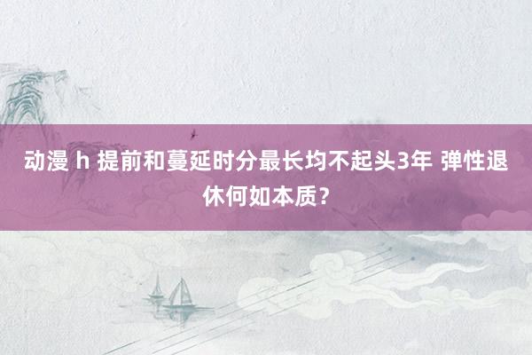 动漫 h 提前和蔓延时分最长均不起头3年 弹性退休何如本质？