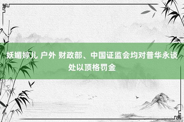 妖媚婷儿 户外 财政部、中国证监会均对普华永谈处以顶格罚金