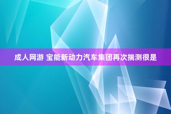 成人网游 宝能新动力汽车集团再次揣测很是