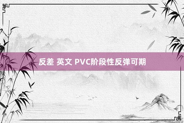 反差 英文 PVC阶段性反弹可期