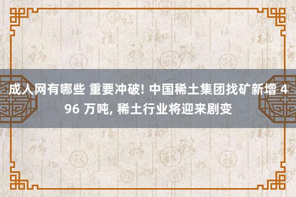 成人网有哪些 重要冲破! 中国稀土集团找矿新增 496 万吨， 稀土行业将迎来剧变