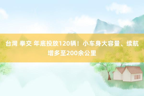 台灣 拳交 年底投放120辆！小车身大容量、续航增多至200余公里