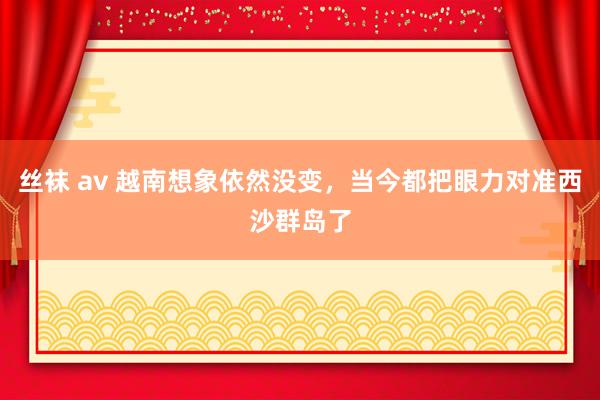 丝袜 av 越南想象依然没变，当今都把眼力对准西沙群岛了