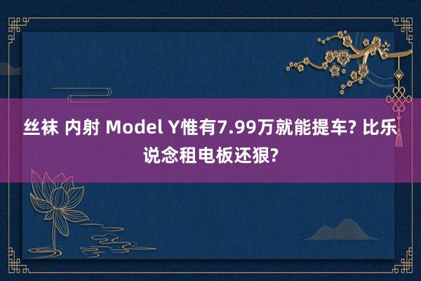 丝袜 内射 Model Y惟有7.99万就能提车? 比乐说念租电板还狠?