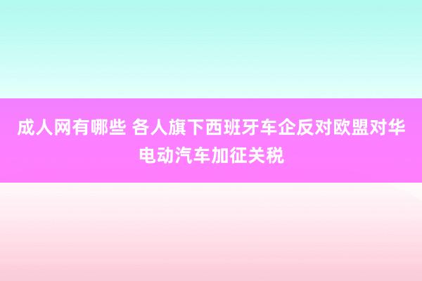 成人网有哪些 各人旗下西班牙车企反对欧盟对华电动汽车加征关税