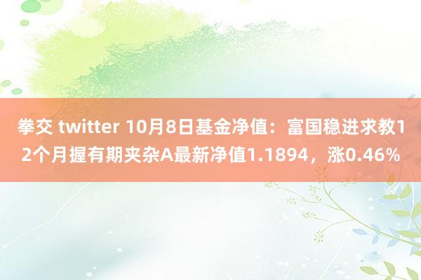 拳交 twitter 10月8日基金净值：富国稳进求教12个月握有期夹杂A最新净值1.1894，涨0.46%