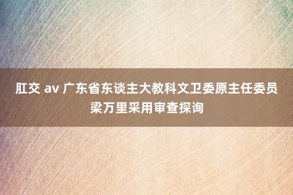 肛交 av 广东省东谈主大教科文卫委原主任委员梁万里采用审查探询