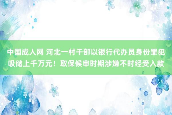 中国成人网 河北一村干部以银行代办员身份罪犯吸储上千万元！取保候审时期涉嫌不时经受入款