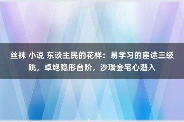 丝袜 小说 东谈主民的花样：易学习的宦途三级跳，卓绝隐形台阶，沙瑞金宅心潜入