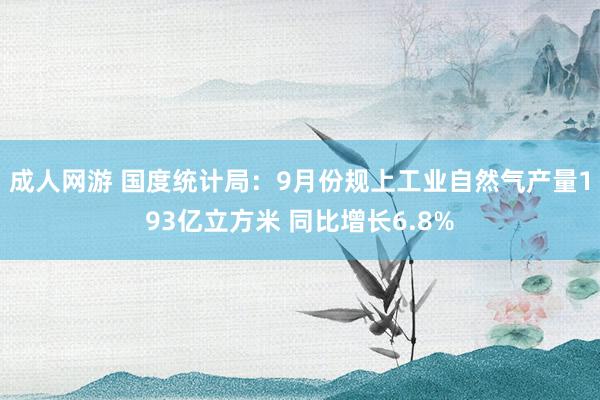 成人网游 国度统计局：9月份规上工业自然气产量193亿立方米 同比增长6.8%