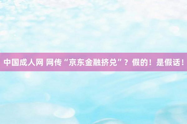 中国成人网 网传“京东金融挤兑”？假的！是假话！