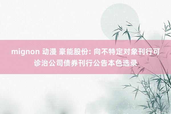 mignon 动漫 豪能股份: 向不特定对象刊行可诊治公司债券刊行公告本色选录