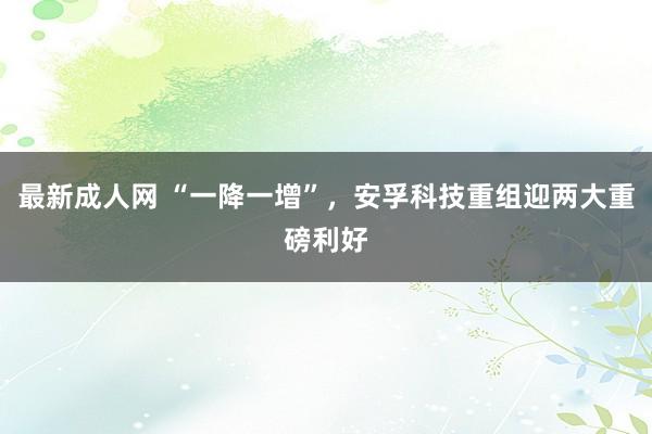 最新成人网 “一降一增”，安孚科技重组迎两大重磅利好