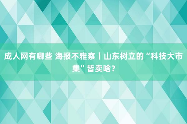 成人网有哪些 海报不雅察丨山东树立的“科技大市集”皆卖啥？