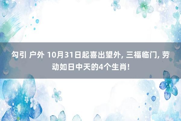 勾引 户外 10月31日起喜出望外， 三福临门， 劳动如日中天的4个生肖!