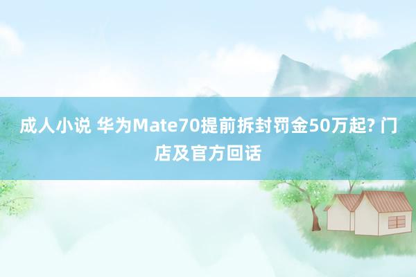 成人小说 华为Mate70提前拆封罚金50万起? 门店及官方回话