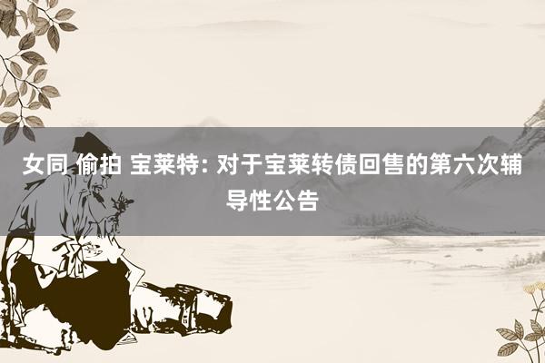 女同 偷拍 宝莱特: 对于宝莱转债回售的第六次辅导性公告