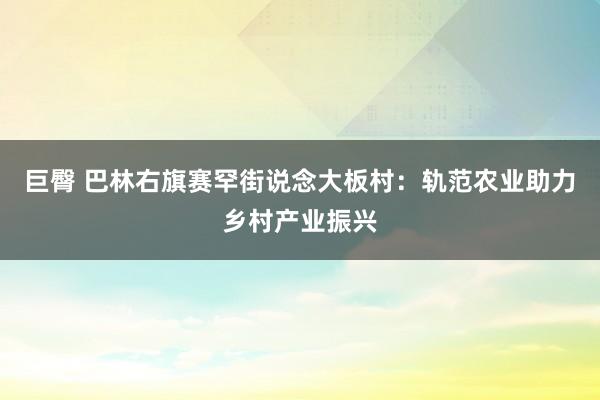 巨臀 巴林右旗赛罕街说念大板村：轨范农业助力乡村产业振兴